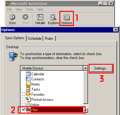 ActiveSync window